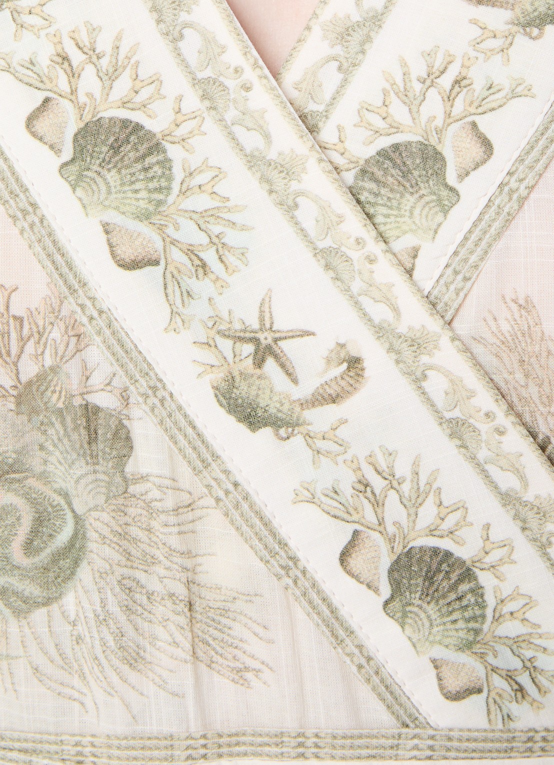 Zimmermann Wanderlust midi tuniekjurk met print en strikceintuur - detail 3 creme