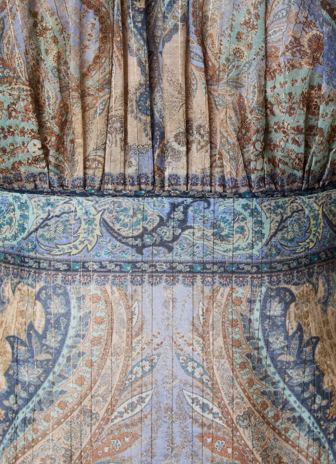 Zimmermann Wanderlust mini tuniekjurk in zijdeblend met print en lurex - detail 3 staalblauw