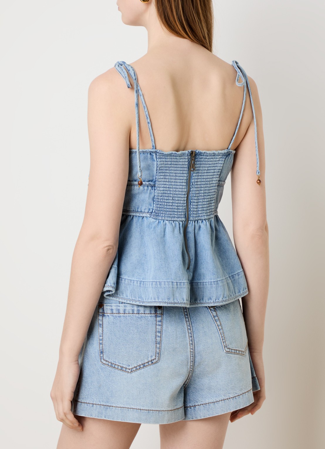 Zimmermann Wanderlust spaghettitop van chambray - achterkant 5 lichtblauw