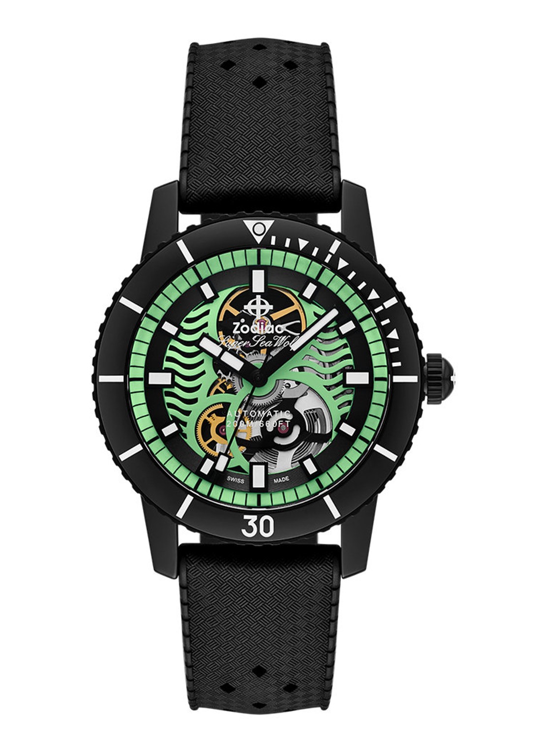 Zodiac Compression Diver Horloge ZO9318 - voorkant 5 zwart