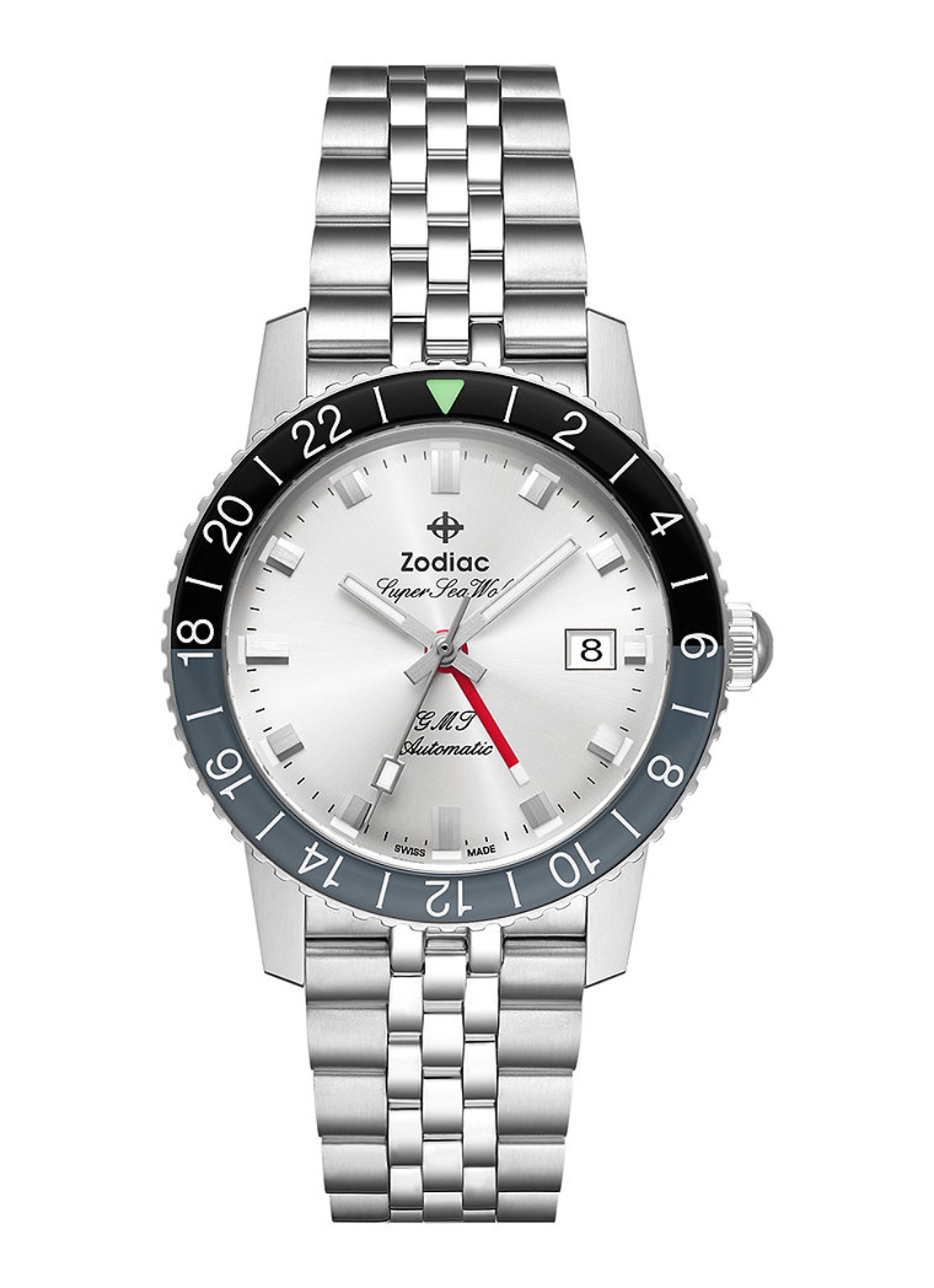 Zodiac Gmt horloge ZO9415 - voorkant 6 zilver