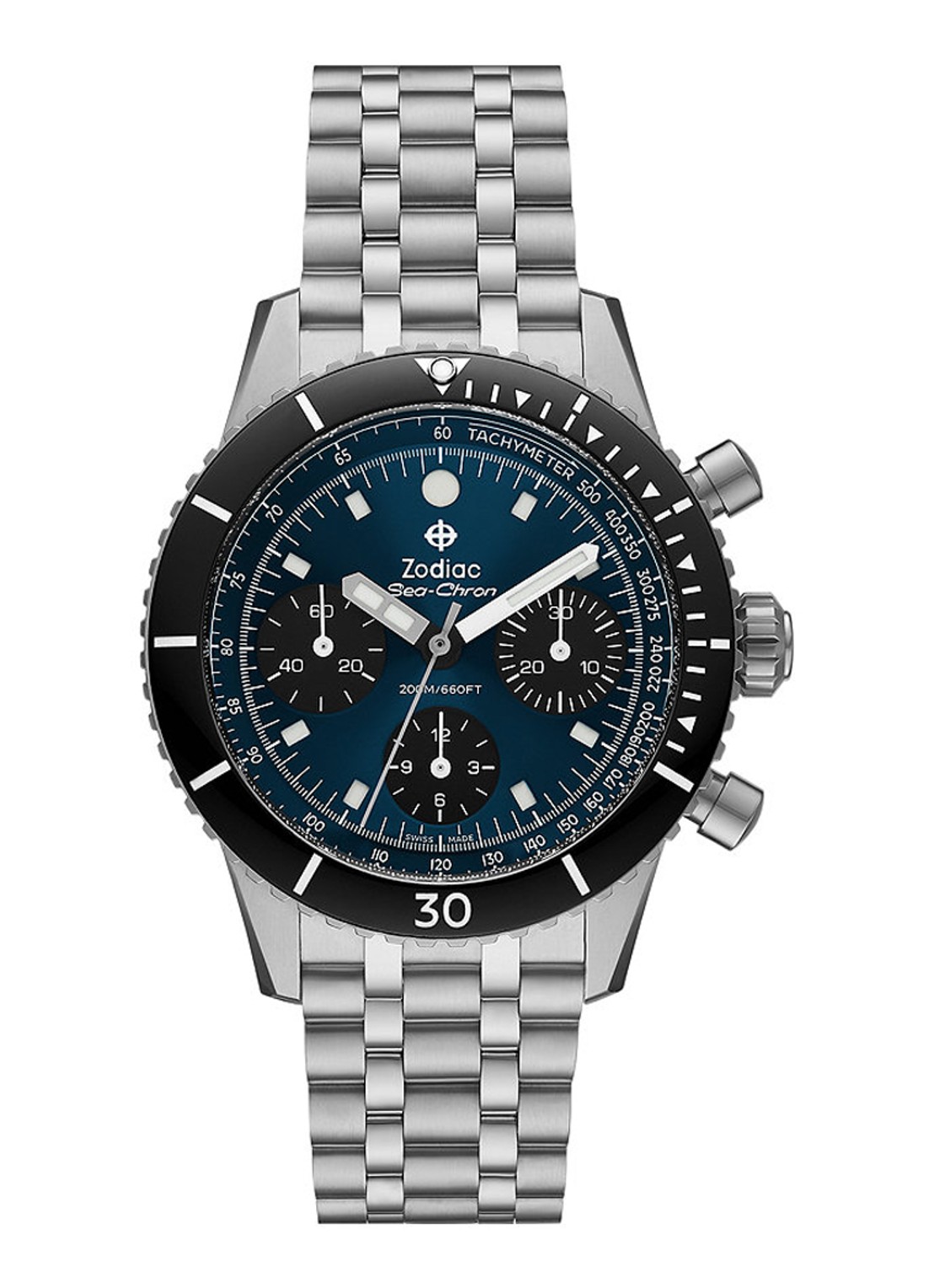 Zodiac Sea-Chron horloge ZO3605 - voorkant zilver
