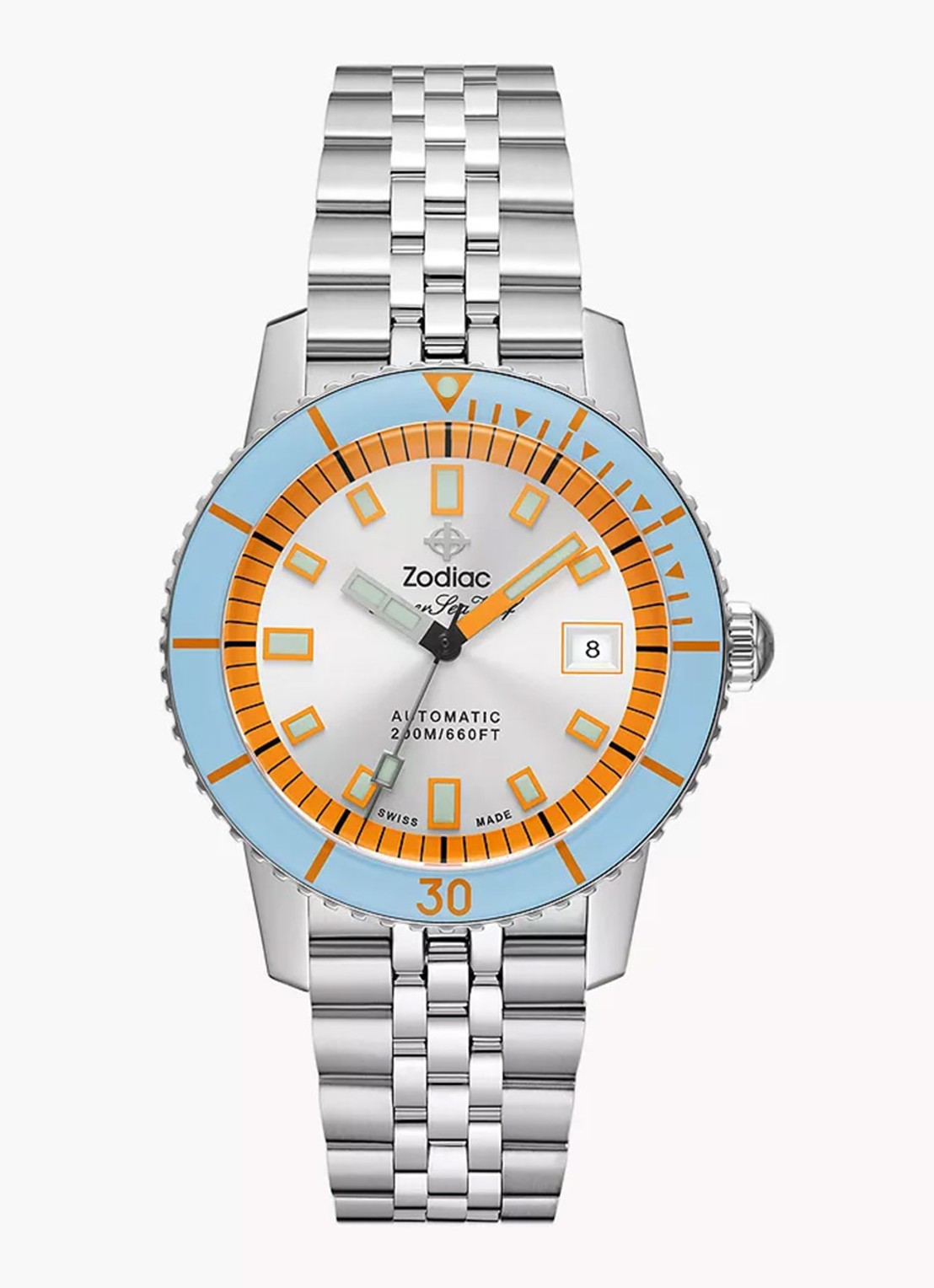 Zodiac Super Sea Wolf Compression Diver Automatic horloge ZO9304 - voorkant zilver