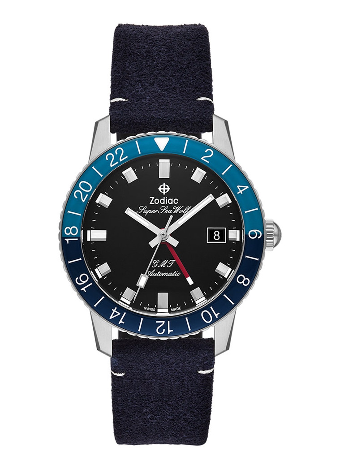 Zodiac Super Sea Wolf Swiss GMT horloge ZO9413 - voorkant zilver