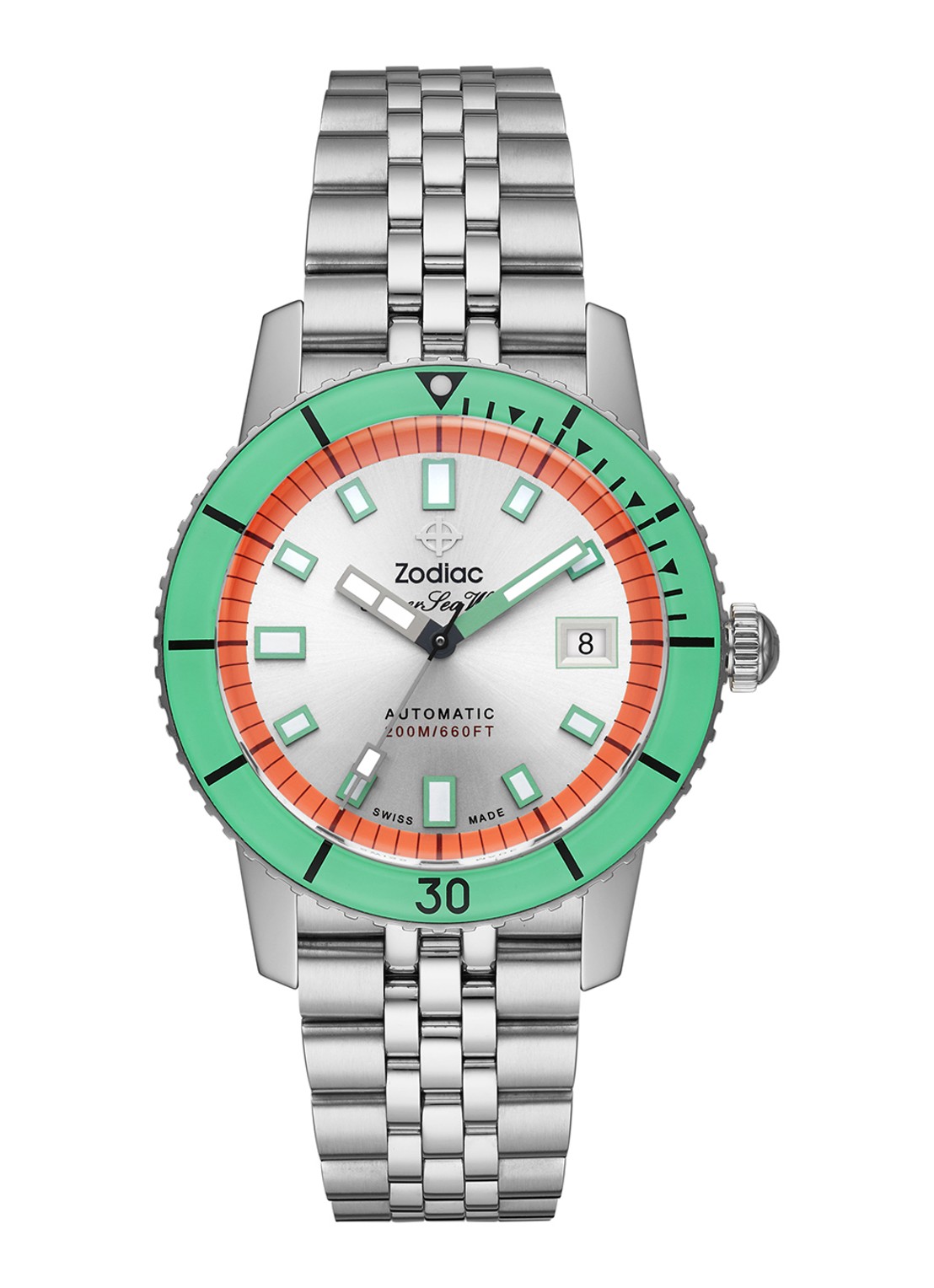 Zodiac Super Seawolf horloge ZO9269 - voorkant 4 zilver