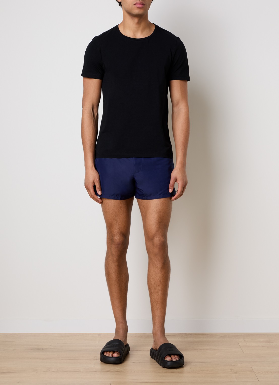 Zwemshorts met logoband - voorkant 2 beige