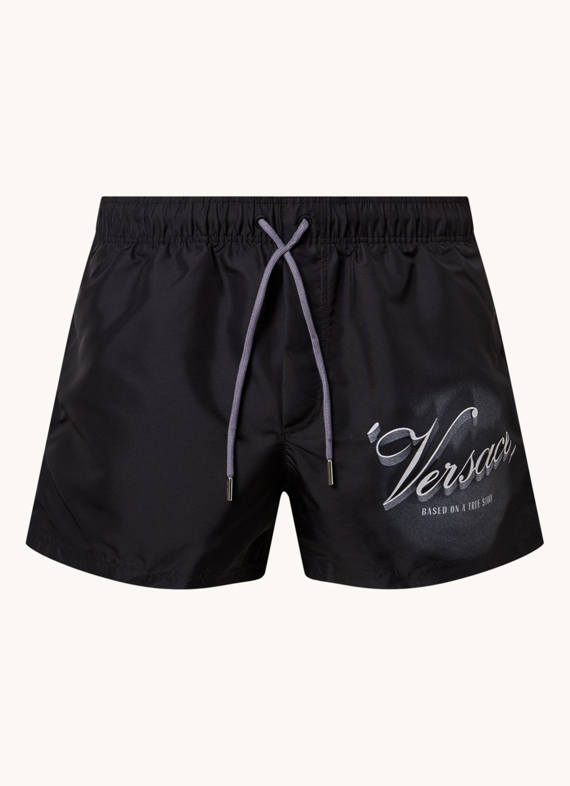 Zwemshorts met logoprint - voorkant 3 zwart