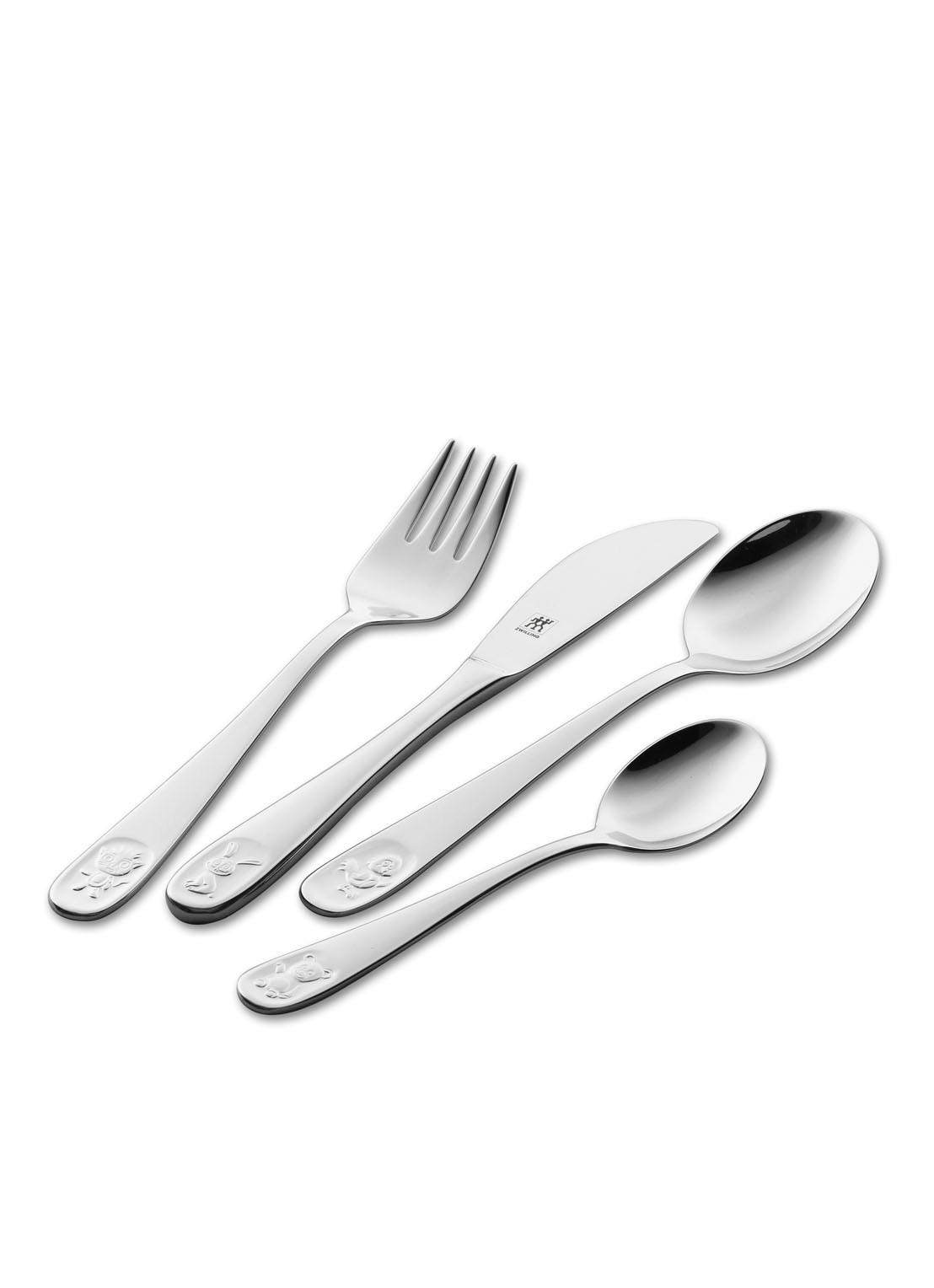 Zwilling Bino kinderbestek 4-delig - voorkant zilver