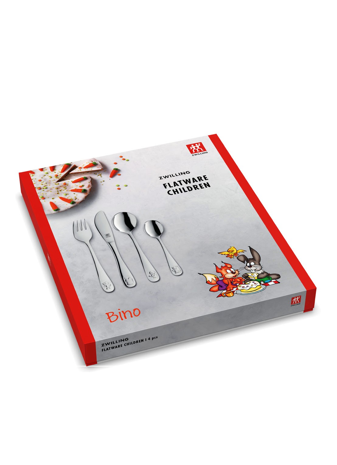 Zwilling Bino kinderbestek 4-delig - voorkant 2 zilver
