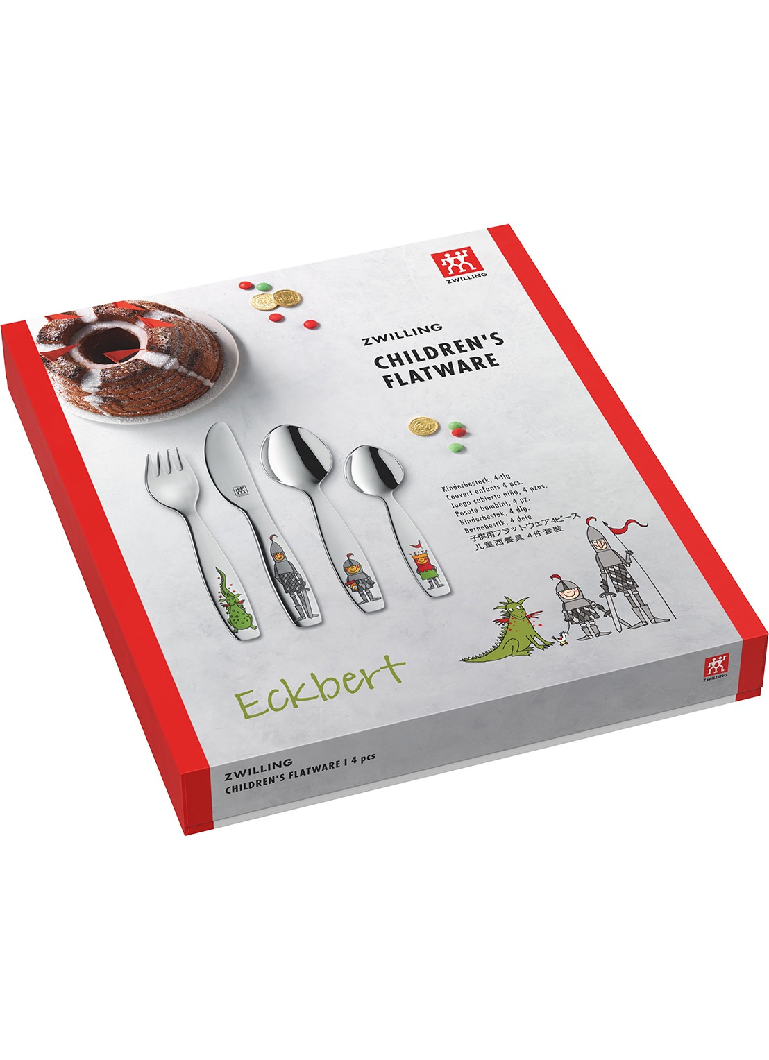 Zwilling Eckbert kinderbestekset 4-delig  - voorkant 2 zilver