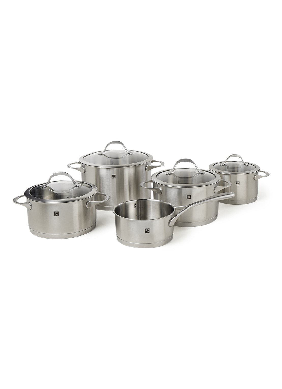 Zwilling Essence pannenset 5-delig - voorkant 2 zilver