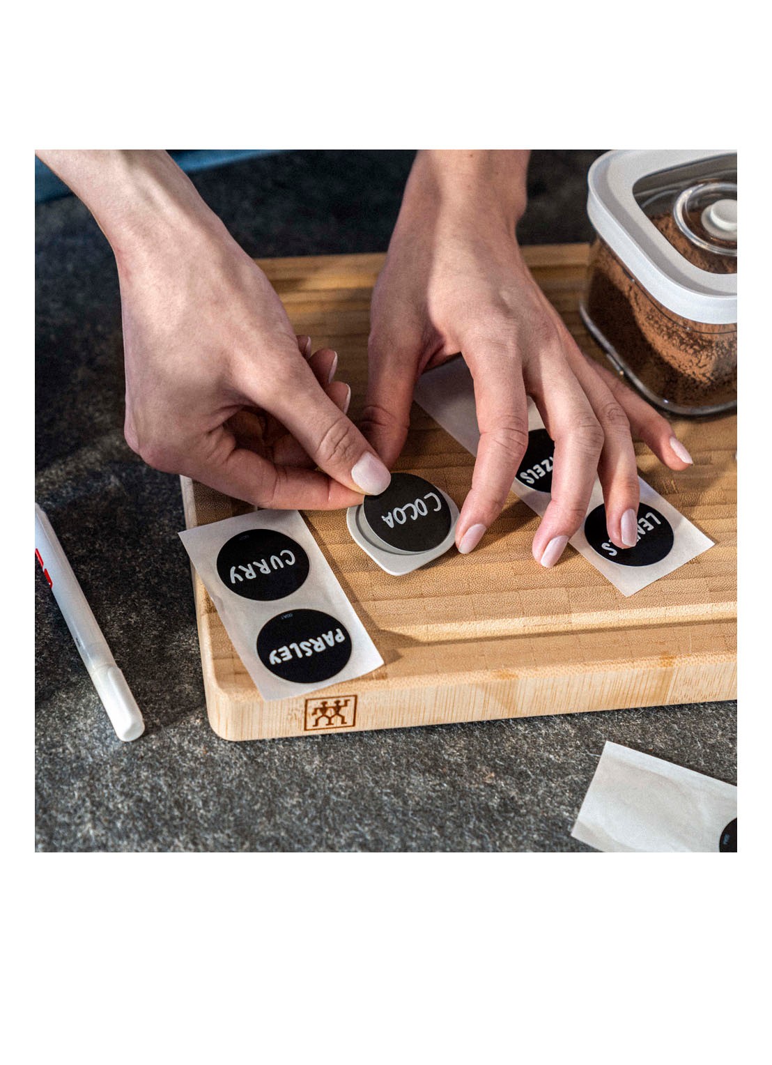 Zwilling Fresh & Save Cube labels met krijtstift set - voorkant 2 zwart
