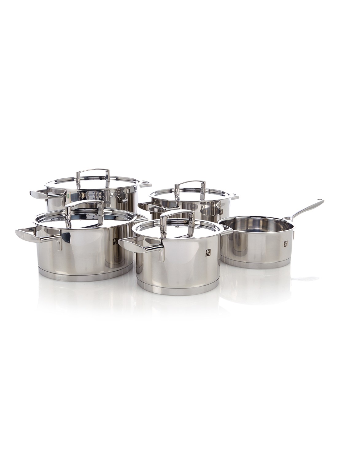 Zwilling Passion pannenset 5-delig - voorkant zilver