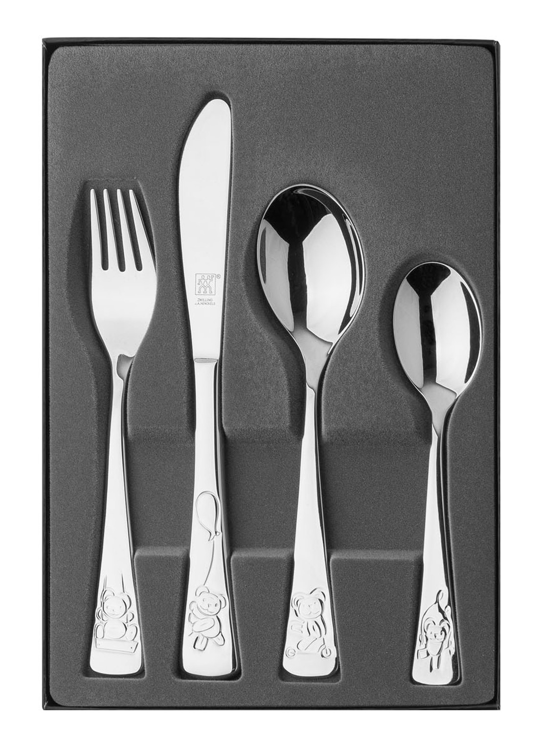 Zwilling Teddy kinderbestek 4-delig - voorkant zilver