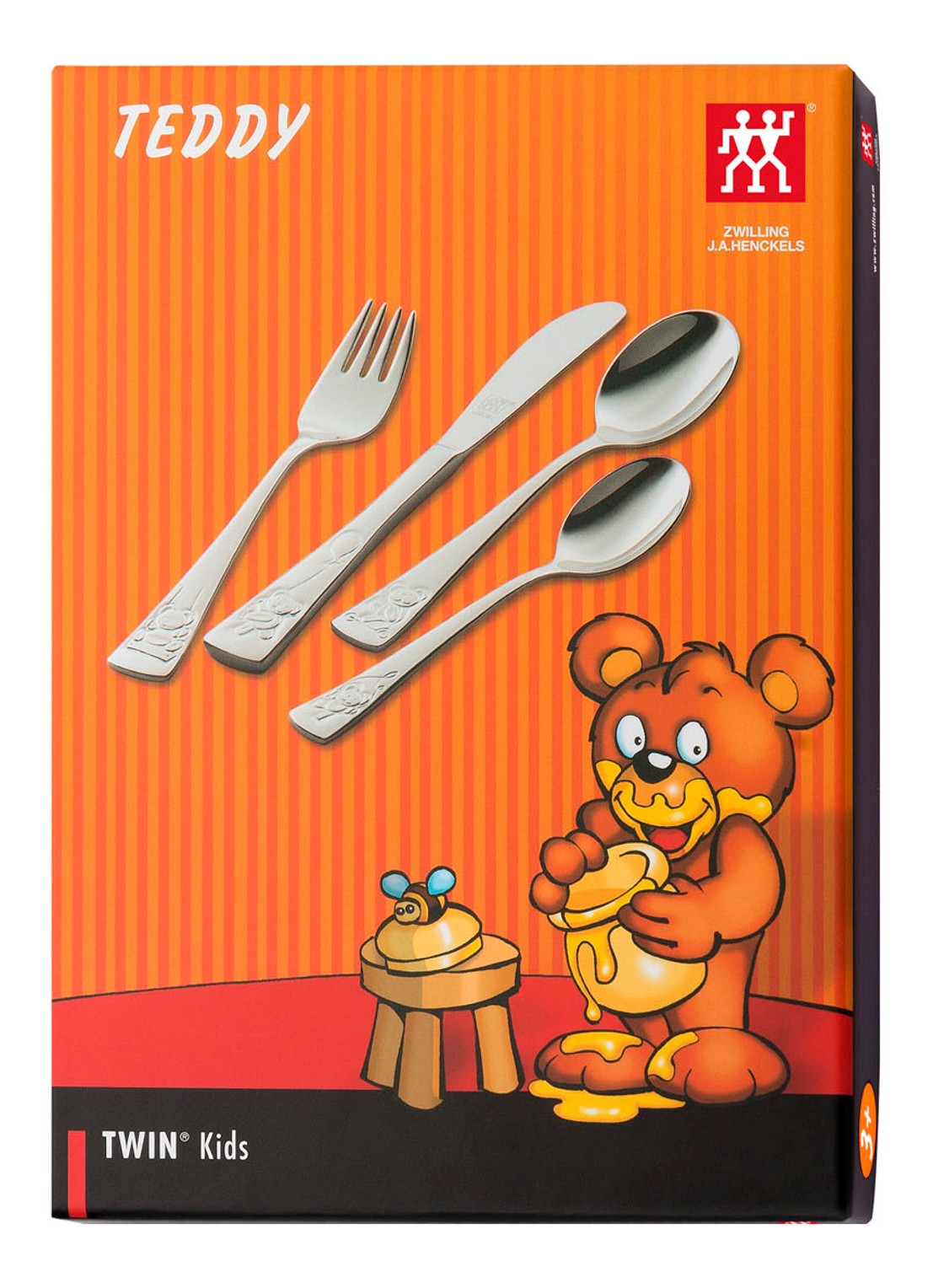 Zwilling Teddy kinderbestek 4-delig - voorkant 2 zilver