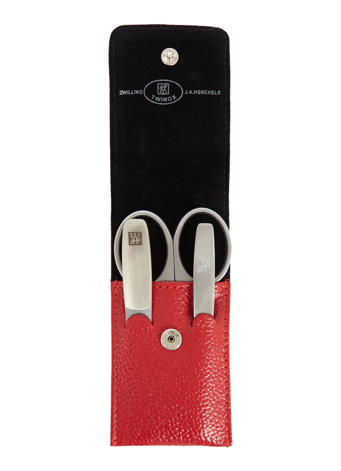 Zwilling TWIN Beauty manicureset in etui 3-delig - voorkant steenrood