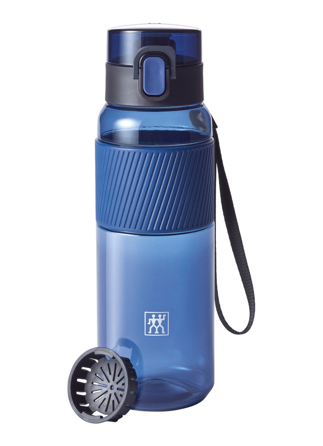 Zwilling Waterfles met verwijderbaar fruitzeefje 68 cl - voorkant donkerblauw