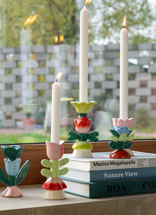 &Klevering Blume kandelaar 15 cm - achterkant lichtgroen