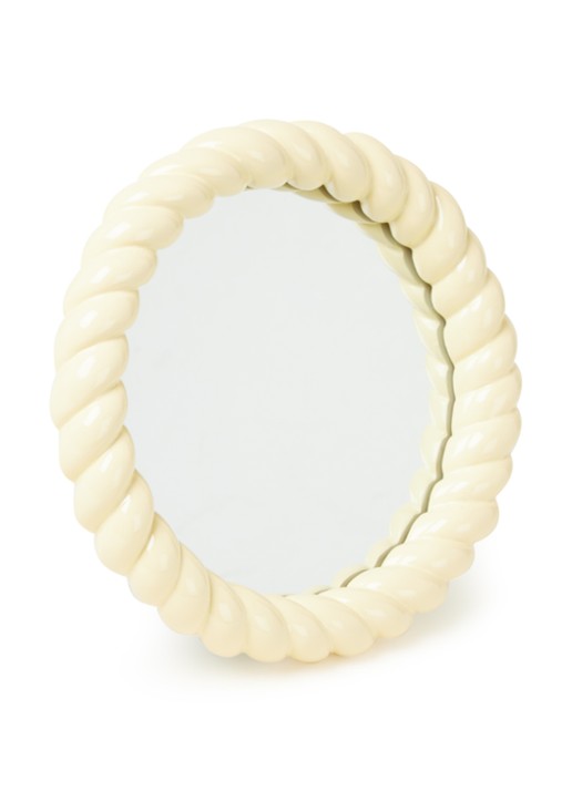 &Klevering Braid Round spiegel  - voorkant lichtgeel