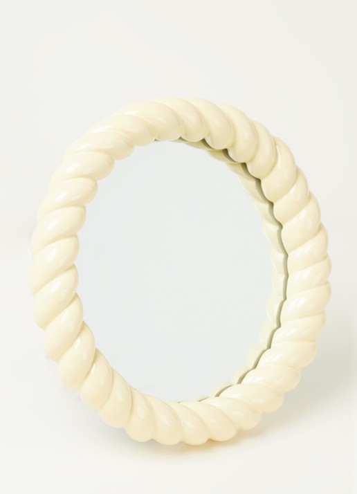 &Klevering Braid Round spiegel  - voorkant 2 lichtgeel