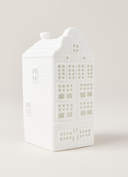 &Klevering Canal house waxinelichthouder 13 cm - voorkant 2 wit