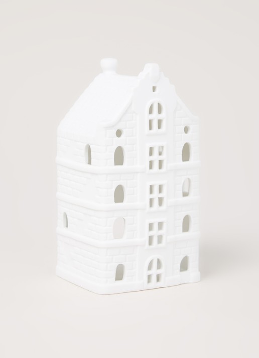 &Klevering Canal house waxinelichthouder 16 cm - voorkant 3 wit