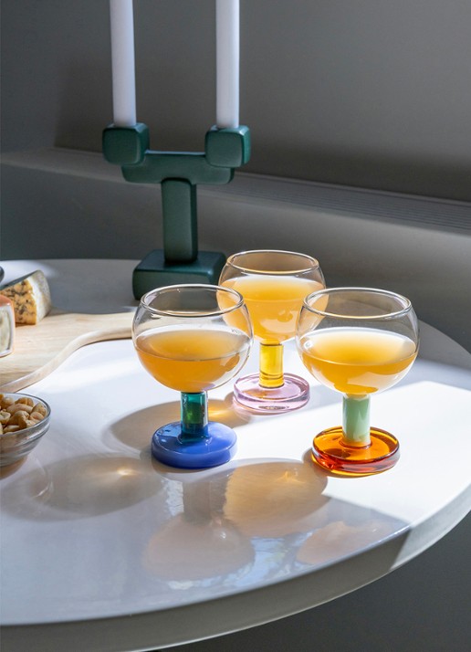 &Klevering Cantine amber glazen set van 2 - achterkant 2 blauw