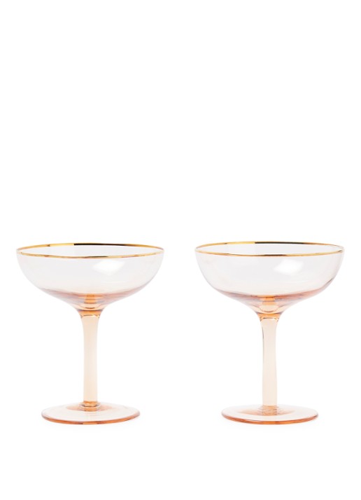 &Klevering Champagneglas set van 2 - voorkant roze