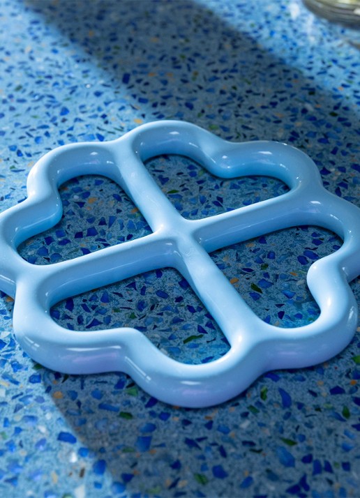 &Klevering Clover pannenonderzetter - detail 3 blauw