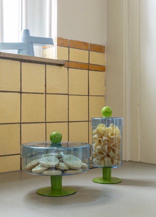 &Klevering Decoratieve voorraadpot duo - achterkant blauw