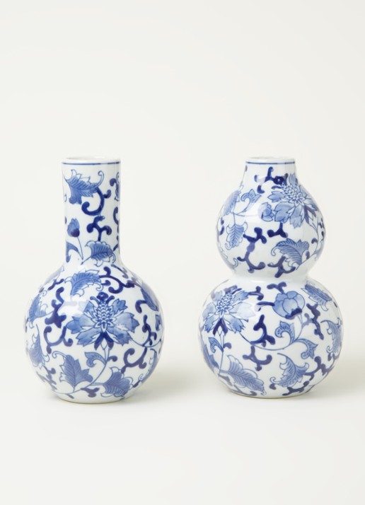 &Klevering Dutch Delight vaas 20 cm set van 2 - voorkant 2 blauw