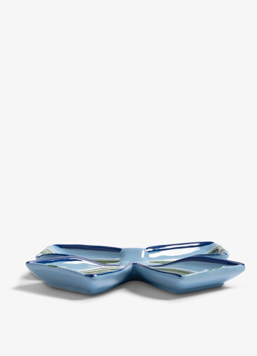 &Klevering Lint bord van keramiek 22 cm - voorkant 3 blauw