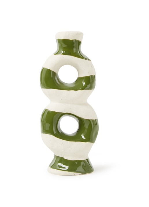 &Klevering Loop kandelaar 18 cm  - voorkant 2 legergroen