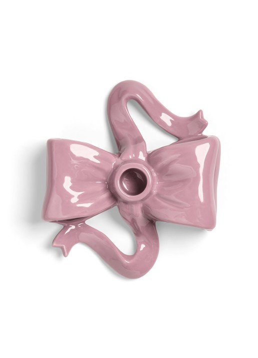 &Klevering Ribbon kaarshouder van aardewerk - detail oudroze