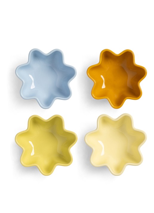 &Klevering Sun kom 11 cm set van 4 - voorkant 2 geel