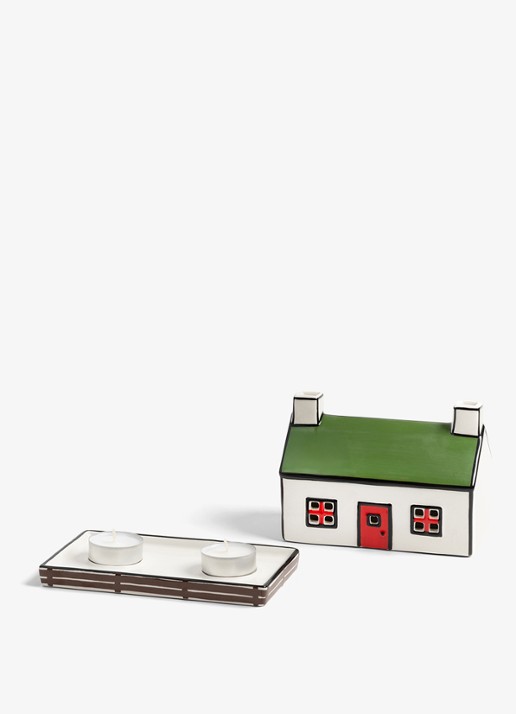 &Klevering Theelichthouder bungalow 16.5 cm  - voorkant 4 groen