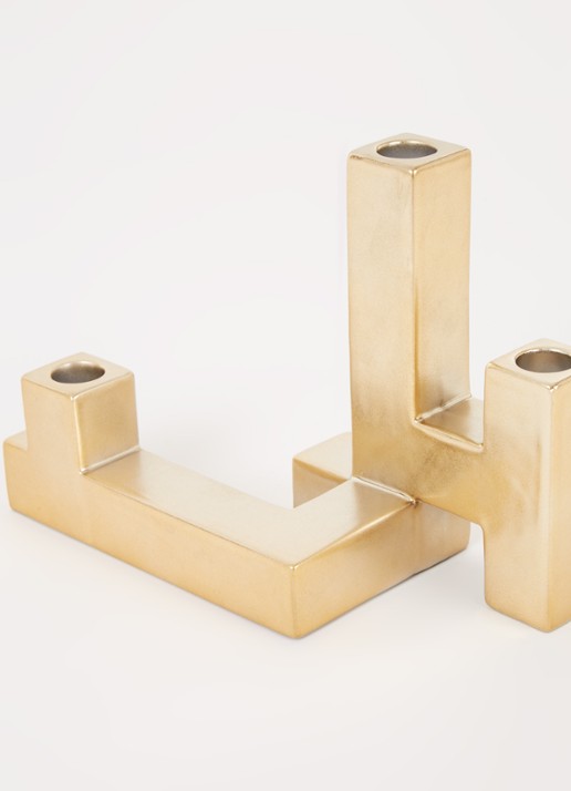 &Klevering Tube kandelaar 17,5  cm  - detail goud