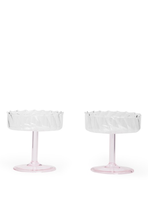 &Klevering Twirl coupe 20 cl set  van 2 - voorkant 2 roze
