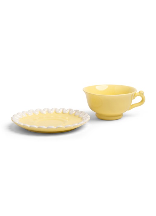 &Klevering Whip kop en schotel 15 cl set van 2 - voorkant 3 geel