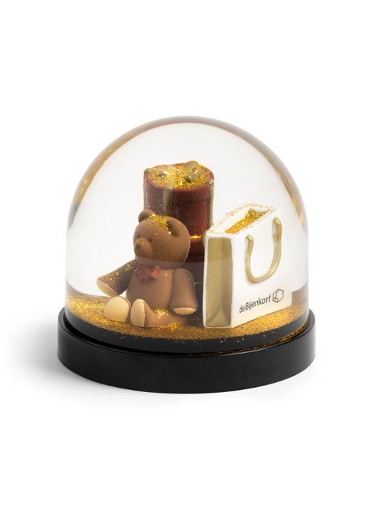 &Klevering Wonderball Bijenkorf sneeuwbol 8 cm - voorkant goud