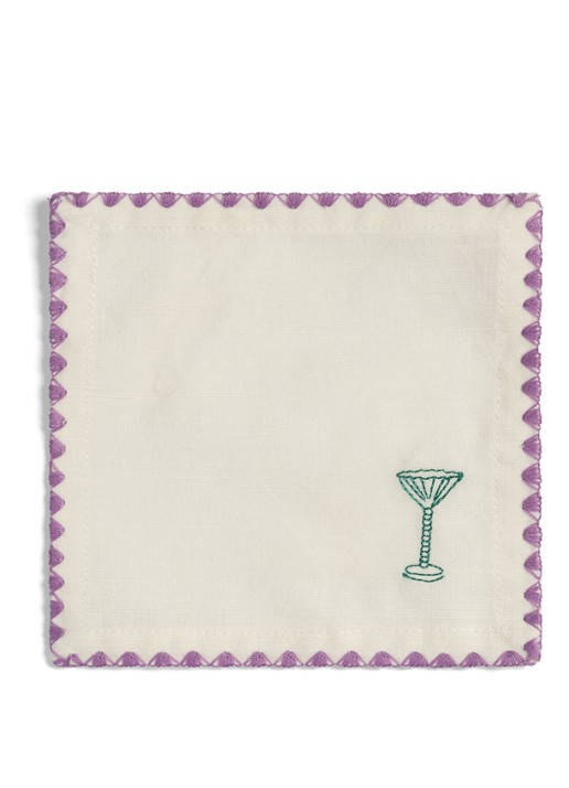 &Klevering Zigzag Cocktail servet 12 x 12 cm set van 4 - detail 3 multicolor