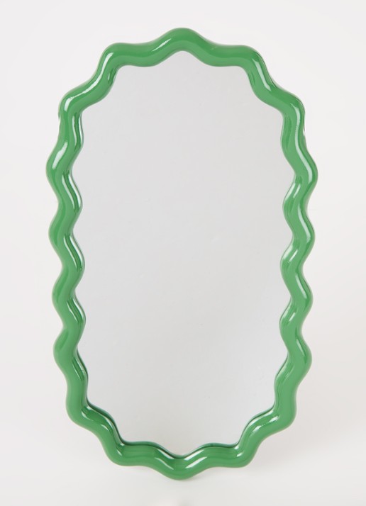 &Klevering Zigzag wandspiegel 50 x 28 cm - voorkant 2 groen