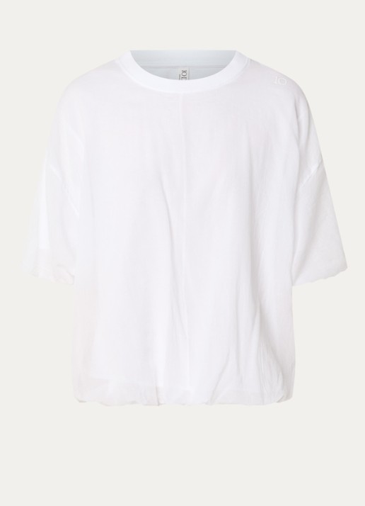 10DAYS Balloon T-shirt met pofmouwen - voorkant wit