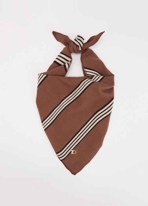 10DAYS Bandana sjaal met streepprint 80 x 37 cm - voorkant bruin