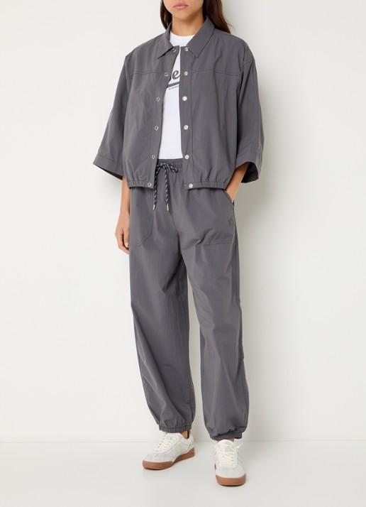 10DAYS Blouse met kraag - voorkant 3 donkergrijs