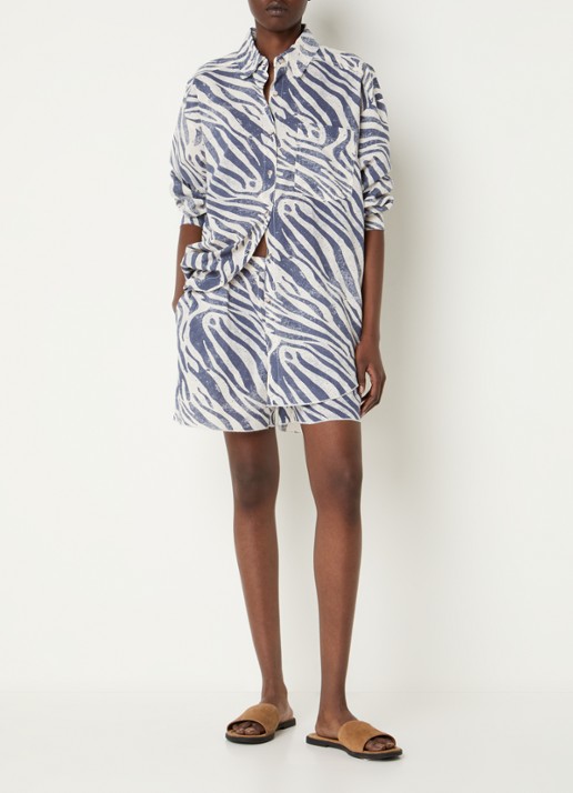 10DAYS Blouse met zebraprint en borstzak - voorkant 3 beige