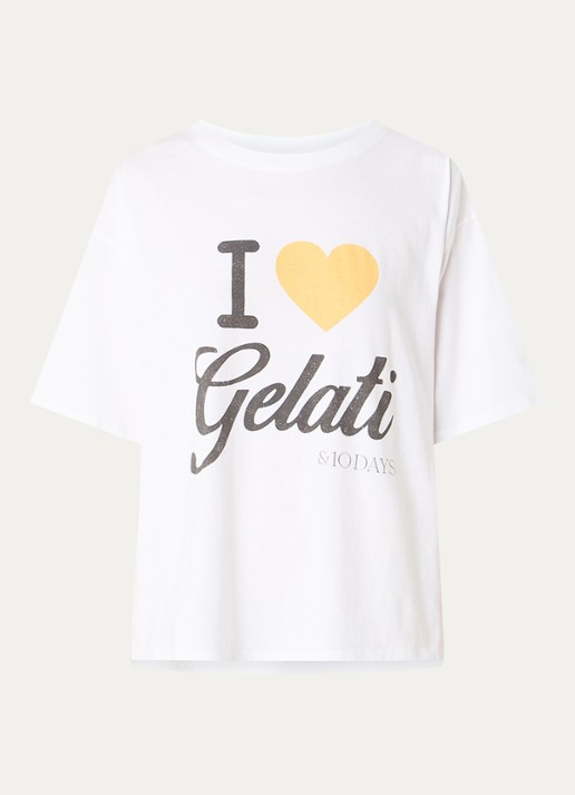 10DAYS Gelati T-shirt met print - voorkant 2 wit