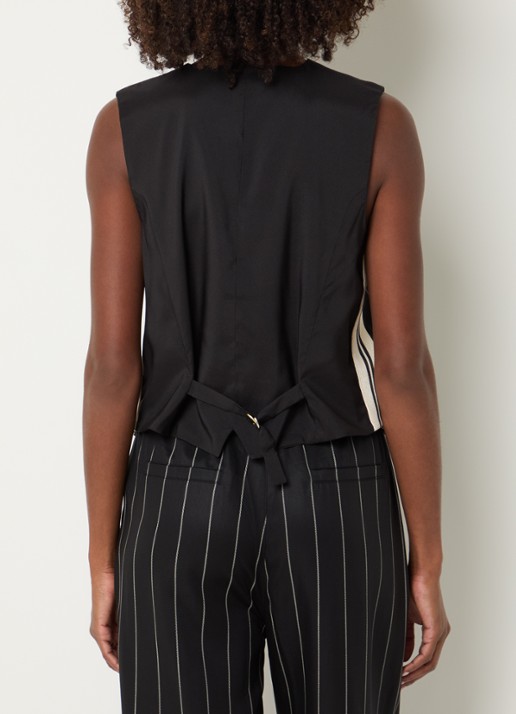 10DAYS Gilet met krijtstreep - achterkant 3 zwart