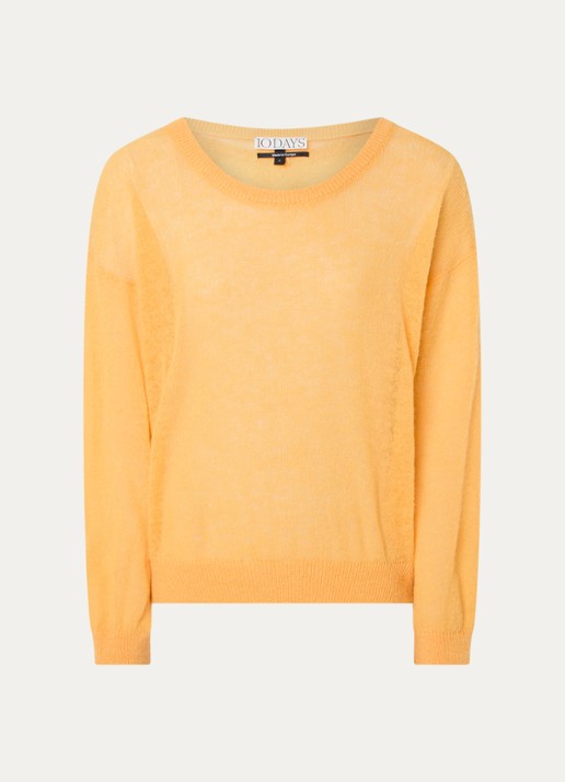10DAYS Grofgebreide trui in alpaca wolblend - voorkant orange