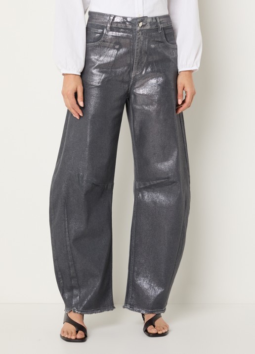 10DAYS High waist loose fit broek met metallic finish